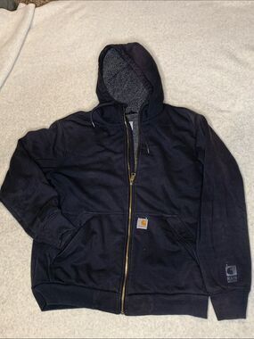 Carhartt Black Sherpa Hoodie with Heavy-Duty Zip
